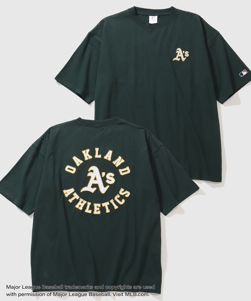 MLB(メジャーリーグベースボール)の「【MLB/メジャーリーグベースボール】ワッペンサークルロゴ オーバーサイズ 半袖Tシャツ(Tシャツ/カットソー・メンズ・グリーン/ネイビー/ブラック/アッシュグレー/ホワイト・LL/M/L)」の5枚目の写真