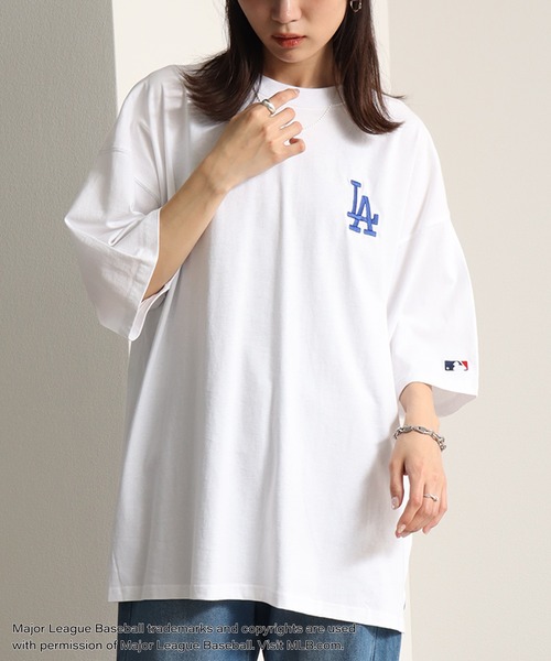MLB(メジャーリーグベースボール)の「【MLB/メジャーリーグベースボール】ワッペンサークルロゴ オーバーサイズ 半袖Tシャツ(Tシャツ/カットソー・メンズ・グリーン/ネイビー/ブラック/アッシュグレー/ホワイト・LL/M/L)」の16枚目の写真