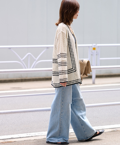 JOURNAL STANDARD relume(ジャーナルスタンダード レリューム)の「《追加6》クロシェラインVネックカーディガン(カーディガン/ボレロ・レディース・ベージュ・FREE)」の3枚目の写真