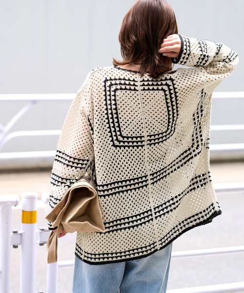 JOURNAL STANDARD relume(ジャーナルスタンダード レリューム)の「《追加6》クロシェラインVネックカーディガン(カーディガン/ボレロ・レディース・ベージュ・FREE)」の8枚目の写真