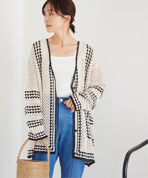 JOURNAL STANDARD relume(ジャーナルスタンダード レリューム)の「《追加6》クロシェラインVネックカーディガン(カーディガン/ボレロ・レディース・ベージュ・FREE)」の12枚目の写真