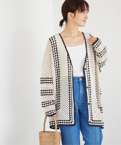 JOURNAL STANDARD relume(ジャーナルスタンダード レリューム)の「《追加6》クロシェラインVネックカーディガン(カーディガン/ボレロ・レディース・ベージュ・FREE)」の13枚目の写真