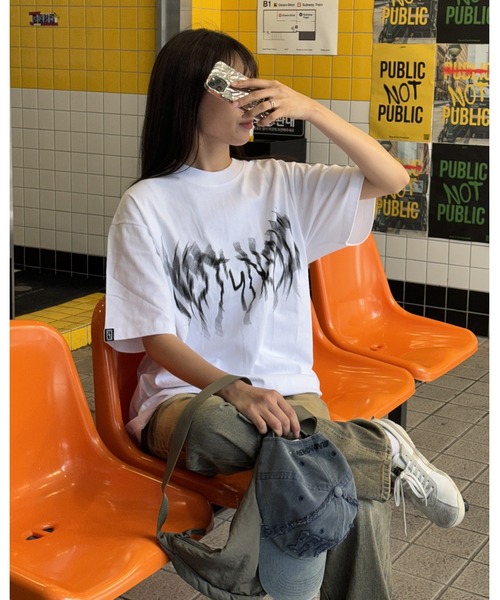 [NOT4NERD] Thunder Blur Logo T-Shirts ☆送料込☆ 낫포너드(NOT4NERD) Thunder Blur Logo T-Shirts - White