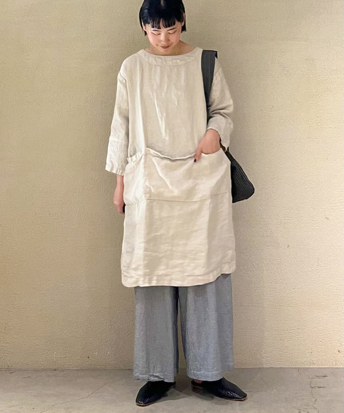 JOURNAL STANDARD LUXE（ジャーナルスタンダード　ラックス）の「【ARMEN 】LINEN HERRINGBONE B/N TUNIC（チュニック・レディース・ブラック/ストーン/ブルー・2）」の8枚目の写真