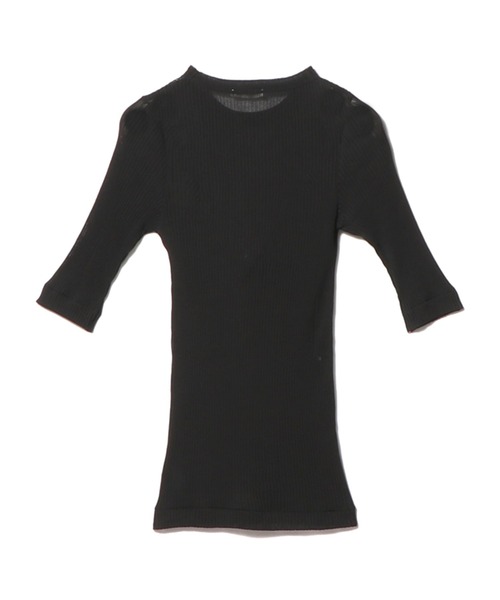 ESTNATION(エストネーション)の「ESTNATION / シアーテレコハーフスリーブカットソー(Tシャツ/カットソー・レディース・ホワイト/ブラック・FREE)」の3枚目の写真