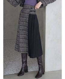 MERCURYDUO | 【セットアップ着用可】異素材ツイードサイドプリーツスカート(スカート)