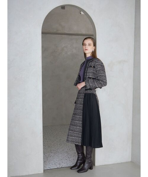 MERCURYDUO（マーキュリーデュオ）の「【セットアップ着用可】異素材ツイードサイドプリーツスカート（スカート・レディース・ブラック/レッド/オフホワイト・SMALL/MEDIUM）」の19枚目の写真