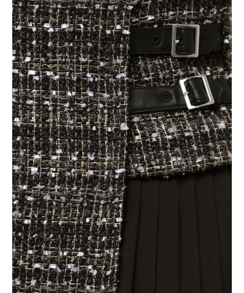 MERCURYDUO（マーキュリーデュオ）の「【セットアップ着用可】異素材ツイードサイドプリーツスカート（スカート・レディース・ブラック/レッド/オフホワイト・SMALL/MEDIUM）」の10枚目の写真