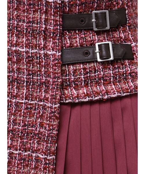 MERCURYDUO（マーキュリーデュオ）の「【セットアップ着用可】異素材ツイードサイドプリーツスカート（スカート・レディース・ブラック/レッド/オフホワイト・SMALL/MEDIUM）」の11枚目の写真
