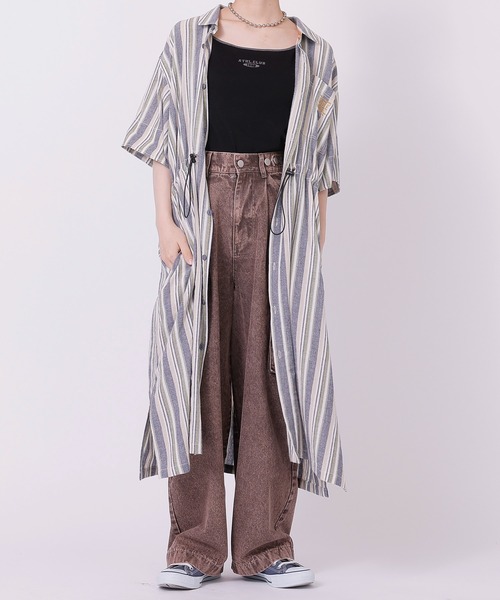 DOUBLE NAME(ダブルネーム)の「加工デニムカーゴパンツ(デニムパンツ・レディース・パープル/ブラウン/カーキ・FREE)」の11枚目の写真