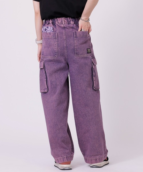 DOUBLE NAME(ダブルネーム)の「加工デニムカーゴパンツ(デニムパンツ・レディース・パープル/ブラウン/カーキ・FREE)」の13枚目の写真
