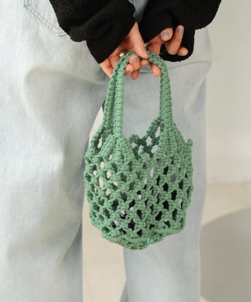 Bab(バブ)の「マクラメBAG(ハンドバッグ・レディース・ベージュ/ミント/オフホワイト/ブラック・ONESIZE)」の4枚目の写真