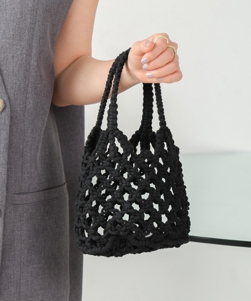 Bab(バブ)の「マクラメBAG(ハンドバッグ・レディース・ベージュ/ミント/オフホワイト/ブラック・ONESIZE)」の3枚目の写真