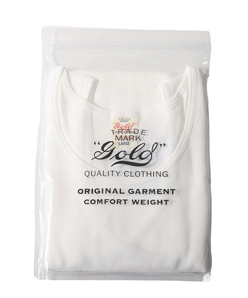 GOLD（ゴールド）の「東洋エンタープライズ GOLD / ゴールド：30/1 ORGANIC COTTON 1-PACK TANKTOP：24A-GL79311[MUS]（タンクトップ・メンズ・オフホワイト/ブラック・L/M/XL）」の7枚目の写真