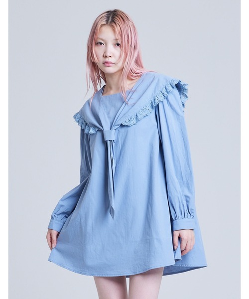 Little sunny bite（リトルサニーバイト）の「《Little Sunny Bite》sailor collar dress（ドレス・レディース・ブルー/ホワイト・MEDIUM）」の2枚目の写真