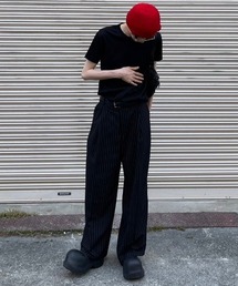 Chikashitsu +（チカシツプラス）の「【お気に入り数1万人突破！！】【Chikashitsu +】stripe tuck slacks / 【チカシツプラス】ストライプタックスラックス（スラックス）」
