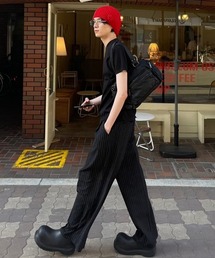 Chikashitsu +（チカシツプラス）の「【お気に入り数1万人突破！！】【Chikashitsu +】stripe tuck slacks / 【チカシツプラス】ストライプタックスラックス＜着用動画あり＞（スラックス）」