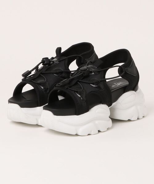 LUGG NAGG(ラグナグ)の「厚底ドローコードサンダル(サンダル・レディース・ホワイト/ブラック・M/L)」の1枚目の写真