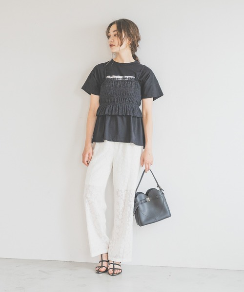mysty woman（ミスティウーマン）の「セピアフォトプリントTシャツ　135554（Tシャツ/カットソー・レディース・オフホワイト/ブラック/ベージュ・FREE）」の4枚目の写真