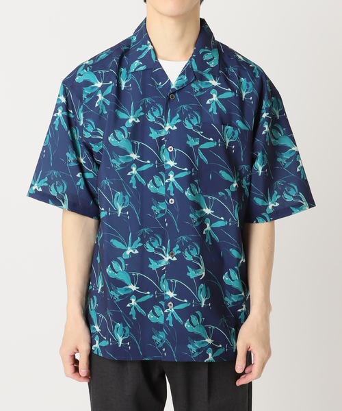 JOURNAL STANDARD relume（ジャーナルスタンダード　レリューム）の「CALIFORNIA アモルファス オープンカラー半袖シャツ（シャツ/ブラウス・メンズ・ブラック系その他/グリーン/グレー/ネイビー・MEDIUM/LARGE）」の7枚目の写真