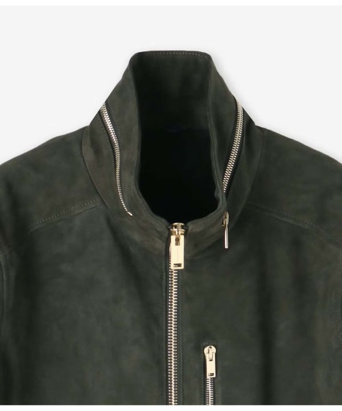 junhashimoto（ジュンハシモト）の「SUEDE STRETCH LETHER（ライダースジャケット・メンズ・カーキ/ブラック・2/4）」の3枚目の写真