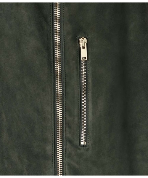 junhashimoto（ジュンハシモト）の「SUEDE STRETCH LETHER（ライダースジャケット・メンズ・カーキ/ブラック・2/4）」の5枚目の写真