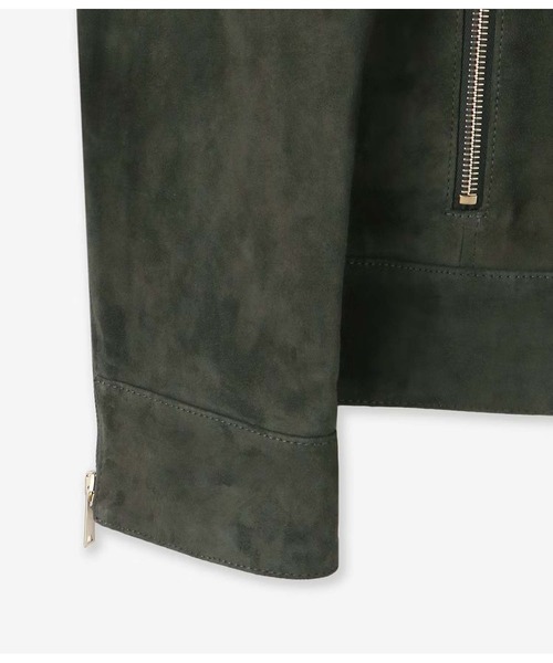 junhashimoto（ジュンハシモト）の「SUEDE STRETCH LETHER（ライダースジャケット・メンズ・カーキ/ブラック・2/4）」の6枚目の写真