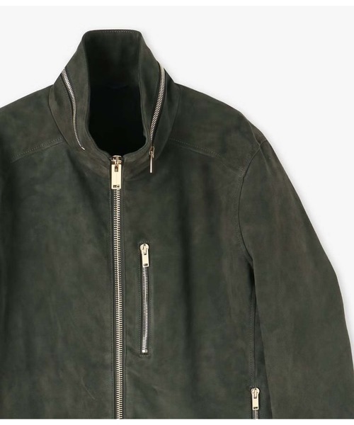 junhashimoto（ジュンハシモト）の「SUEDE STRETCH LETHER（ライダースジャケット・メンズ・カーキ/ブラック・2/4）」の8枚目の写真