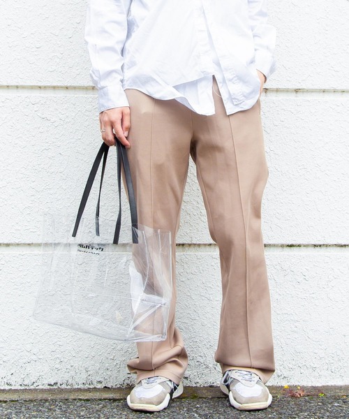 ADAM PATEK(アダムパテック)の「【ADAM PATEK/ アダムパテック 【 BVOROUGH 】CLEAR LEATHER HANDLE PVC TOTE(トートバッグ・メンズ・ホワイト・ONESIZE)」の2枚目の写真
