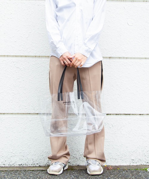ADAM PATEK(アダムパテック)の「【ADAM PATEK/ アダムパテック 【 BVOROUGH 】CLEAR LEATHER HANDLE PVC TOTE(トートバッグ・メンズ・ホワイト・ONESIZE)」の3枚目の写真