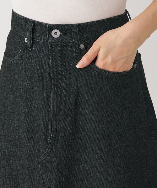 無印良品（ムジルシリョウヒン）の「婦人　木の実から作ったカポック混　デニムＡラインスカート　黒（デニムスカート・レディース・ブラック・XL/L/M/S）」の5枚目の写真