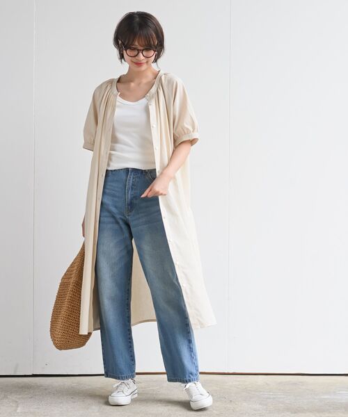 rps(アールピーエス)の「BACKリボンバンドカラーシャツワンピース(シャツワンピース・レディース・カーキ/ネイビー/アイボリー・フリー)」の12枚目の写真