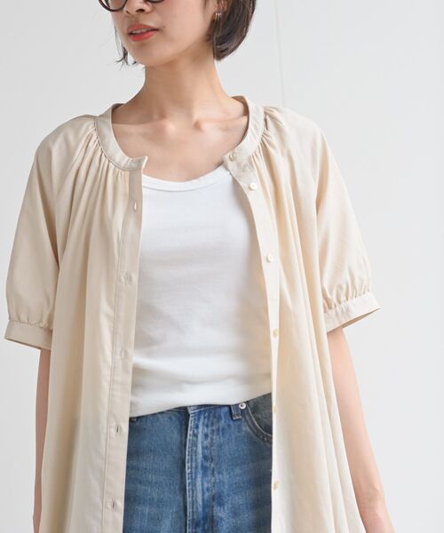 rps(アールピーエス)の「BACKリボンバンドカラーシャツワンピース(シャツワンピース・レディース・カーキ/ネイビー/アイボリー・フリー)」の8枚目の写真