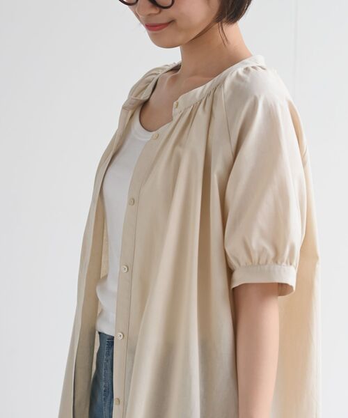 rps(アールピーエス)の「BACKリボンバンドカラーシャツワンピース(シャツワンピース・レディース・カーキ/ネイビー/アイボリー・フリー)」の7枚目の写真