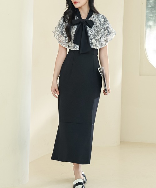 新品未使用タグ付き フラワーマーメイドドレス¥59,400ボウタイ