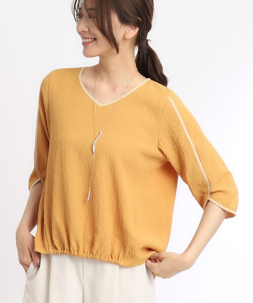 【セール】【SALE／マシンウォッシュ可】パイピングパフスリーブブラウス（シャツ/ブラウス）｜Reflect（リフレクト） 6,380円