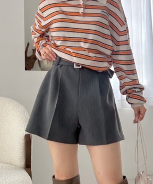 LILY BROWN（リリーブラウン）の「ベルト付きハイウエストショートパンツ（その他パンツ・レディース・グレー/ピンク/ブラック・1/0）」の3枚目の写真