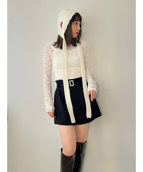 LILY BROWN（リリーブラウン）の「ベルト付きハイウエストショートパンツ（その他パンツ・レディース・グレー/ピンク/ブラック・1/0）」の9枚目の写真