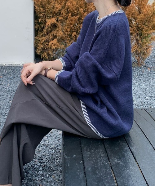 ABITOKYO(アビトーキョー)の「2024AW新作 配色ステッチ風ジャガードクルーネックニットプルオーバー(ニット/セーター・レディース・ブラック/ベージュ/ブルーグレー・FREE)」の20枚目の写真