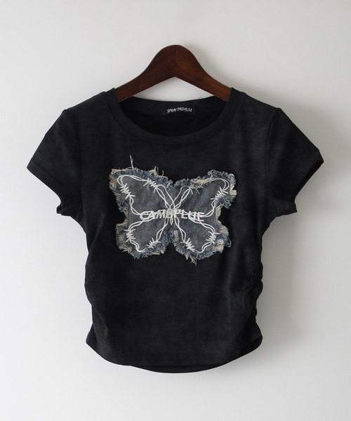 SpRay（スプレイ）の「デニムバタフライＴシャツ（Tシャツ/カットソー・レディース・アイボリー/ブラック/ベージュ/グレー系その他・FREE）」の18枚目の写真