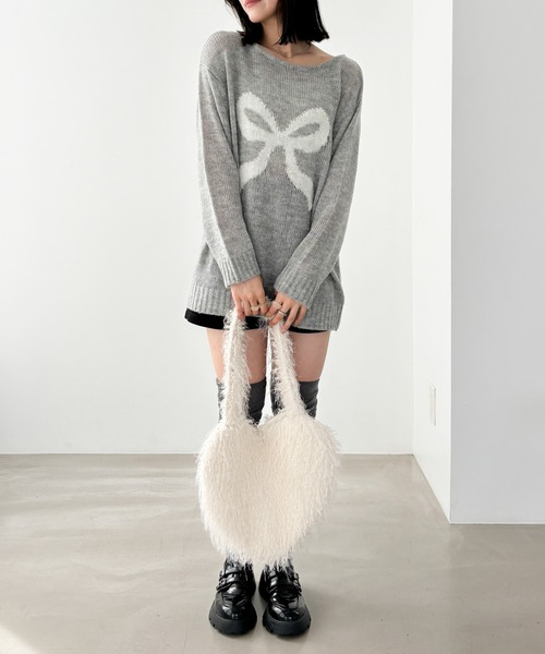 Heather(ヘザー)の「ジャガードハートBAG 143614(ショルダーバッグ・レディース・アイボリー/ブラック・ONE SIZE)」の16枚目の写真