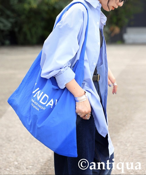 antiqua（アンティカ）の「カラートートバッグ（トートバッグ・レディース・ブルー/イエロー/ホワイト×ブルー・FREE）」の2枚目の写真