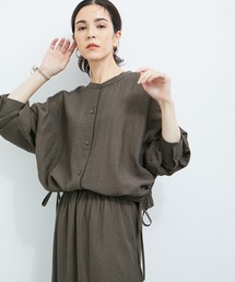 【セットアップ対応】麻調シャーリングシャツ