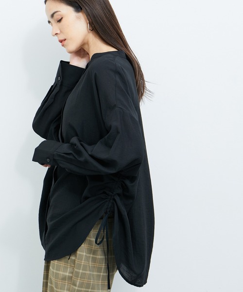 le cercle ADAM ET ROPE'(ルセルクルアダムエロペ)の「【セットアップ対応】麻調シャーリングシャツ(シャツ/ブラウス・レディース・ホワイト/ブラック/ブラウン・FREE)」の11枚目の写真