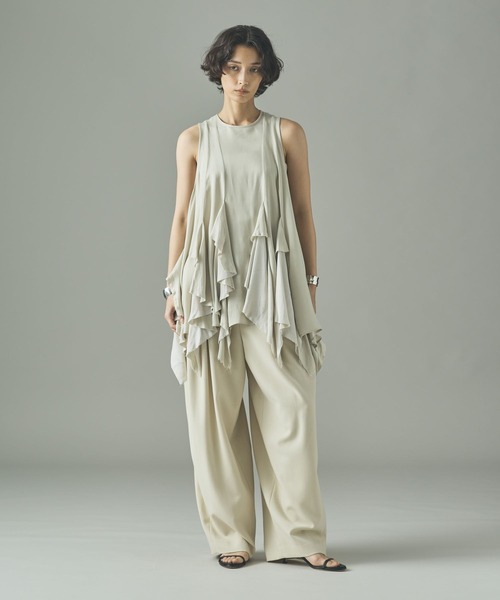 Curensology（カレンソロジー）の「Curensology(カレンソロジー)/ダブルクロスツータックパンツ（その他パンツ・レディース・ブラック/ホワイト/ネイビー/チャコールグレー/ボルドー/アイボリー/キャメル・36/38）」の10枚目の写真