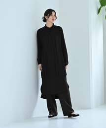 【BLK001】イレギュラーヘムシャツワンピース