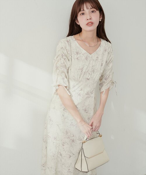 natural couture(ナチュラルクチュール)の「【プチナチュ】袖ドロストVネックワンピース(ワンピース・レディース・モカ/その他1/その他2/ブルー・SMALL/MEDIUM)」の6枚目の写真