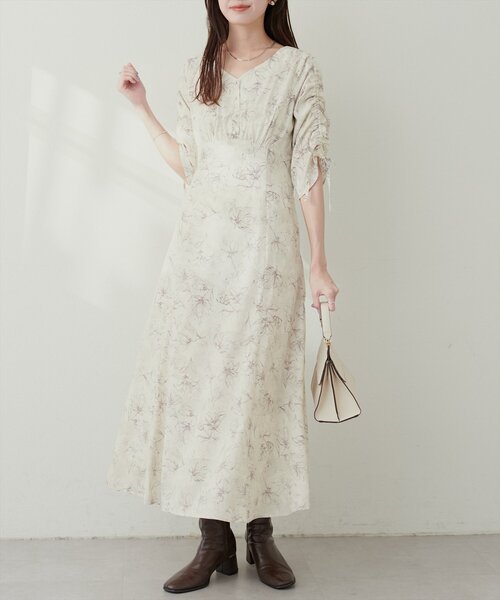 natural couture(ナチュラルクチュール)の「【プチナチュ】袖ドロストVネックワンピース(ワンピース・レディース・モカ/その他1/その他2/ブルー・SMALL/MEDIUM)」の7枚目の写真