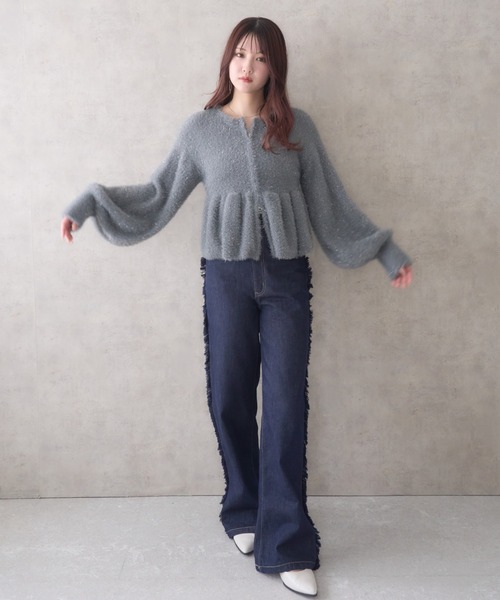 mellowneon（メロウネオン）の「ペプラムジップラメニット（ニット/セーター・レディース・チャコールグレー/ベージュ/ライトグレー・FREE）」の16枚目の写真