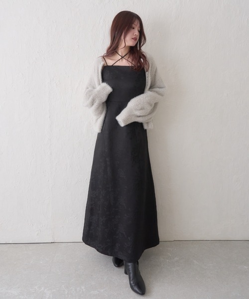 mellowneon（メロウネオン）の「ペプラムジップラメニット（ニット/セーター・レディース・チャコールグレー/ベージュ/ライトグレー・FREE）」の6枚目の写真